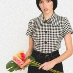Lykke Wullf Rose Button Down in Gingham Top